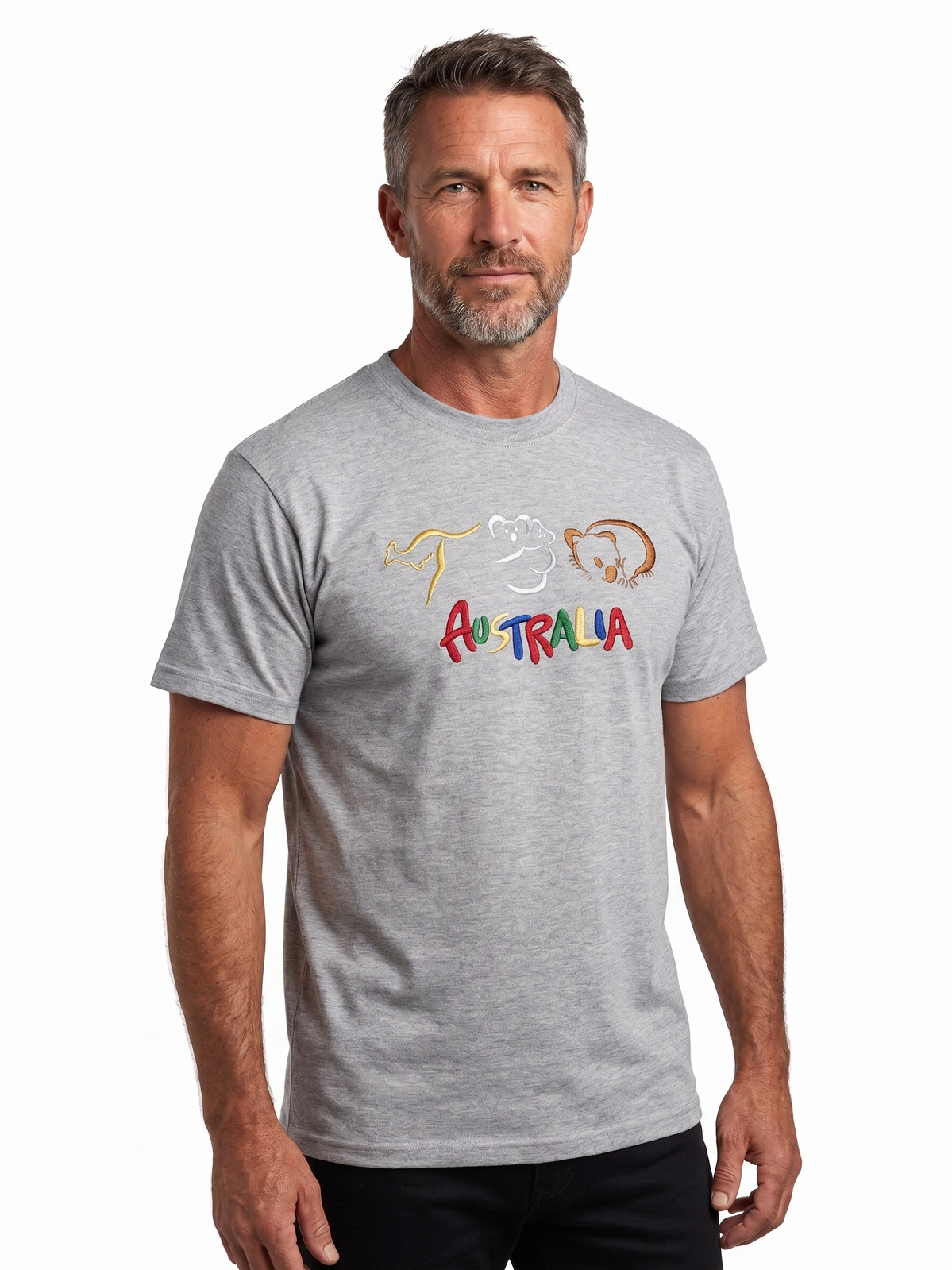 Adult Kangaroo/Koala/Wombat Australian Animals T-Shirt - Grey (100% Cotton Souvenir Gift Tee Top)