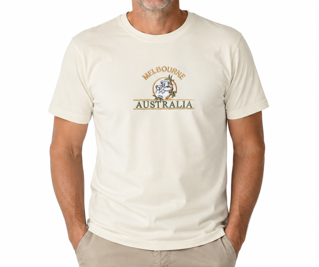 Adult Koala Melbourne Australia T-Shirt - Cream (100% Cotton Souvenir Gift Tee Top)