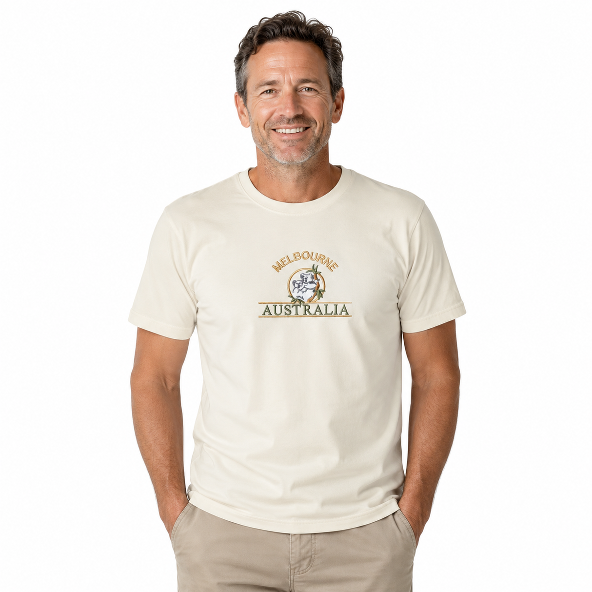 Adult Koala Melbourne Australia T-Shirt - Cream (100% Cotton Souvenir Gift Tee Top)