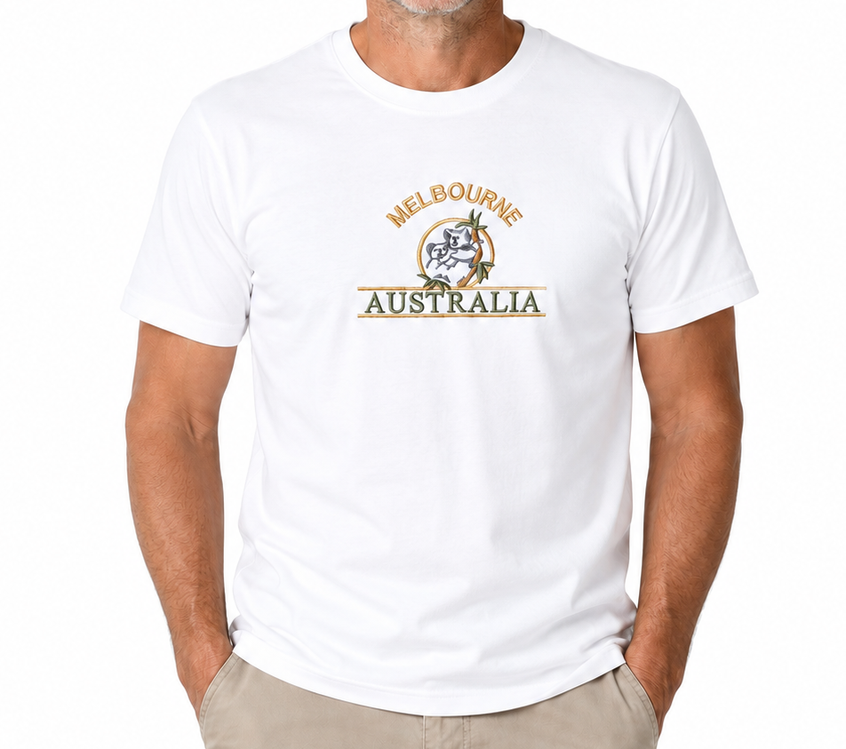 Adult Koala Melbourne Australia T-Shirt - White (100% Cotton Souvenir Gift Tee Top)