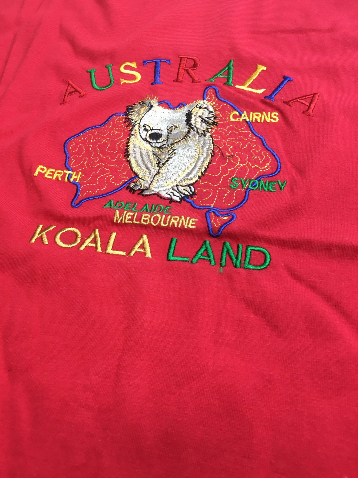 Adult Australia Koala Land T Shirt 100% Cotton Souvenir Tee Top - Red - Red