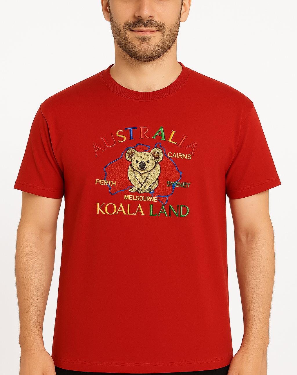Adult Australia Koala Land T Shirt 100% Cotton Souvenir Tee Top - Red