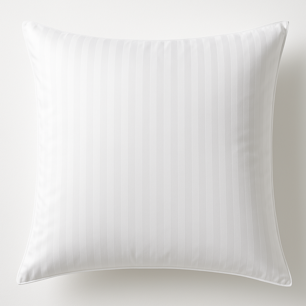 100% Cotton European Square Pillowcase - 400 Thread Count - Striped White