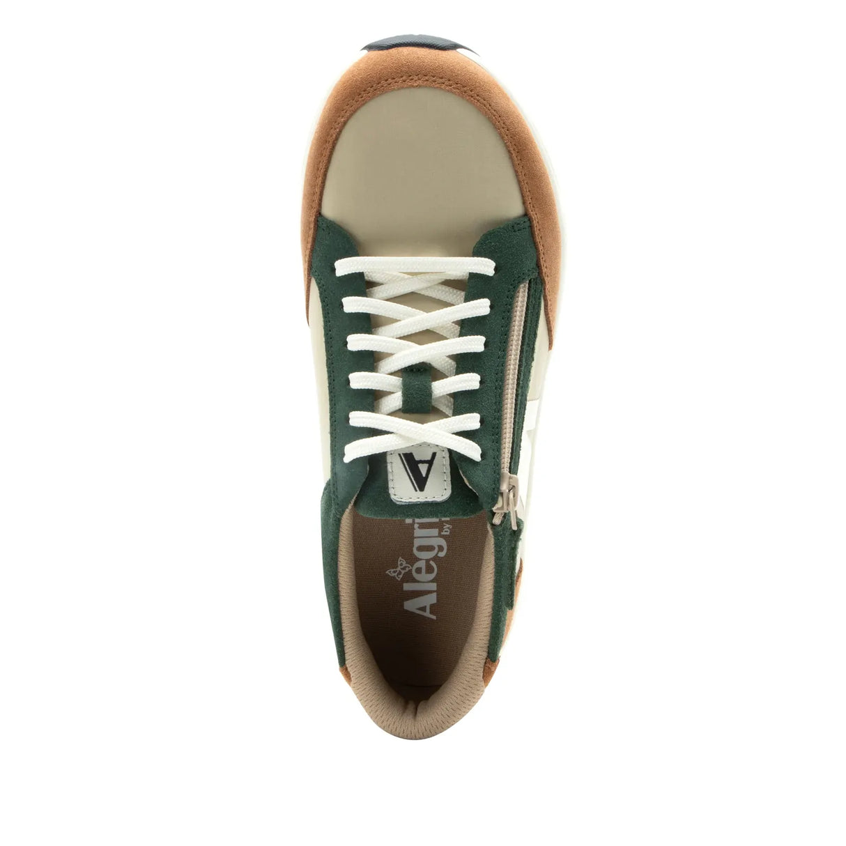 Alegria Womens Sneakers Eazeer Black Out Vegan Leather Shoes w/ Zip in Nomad