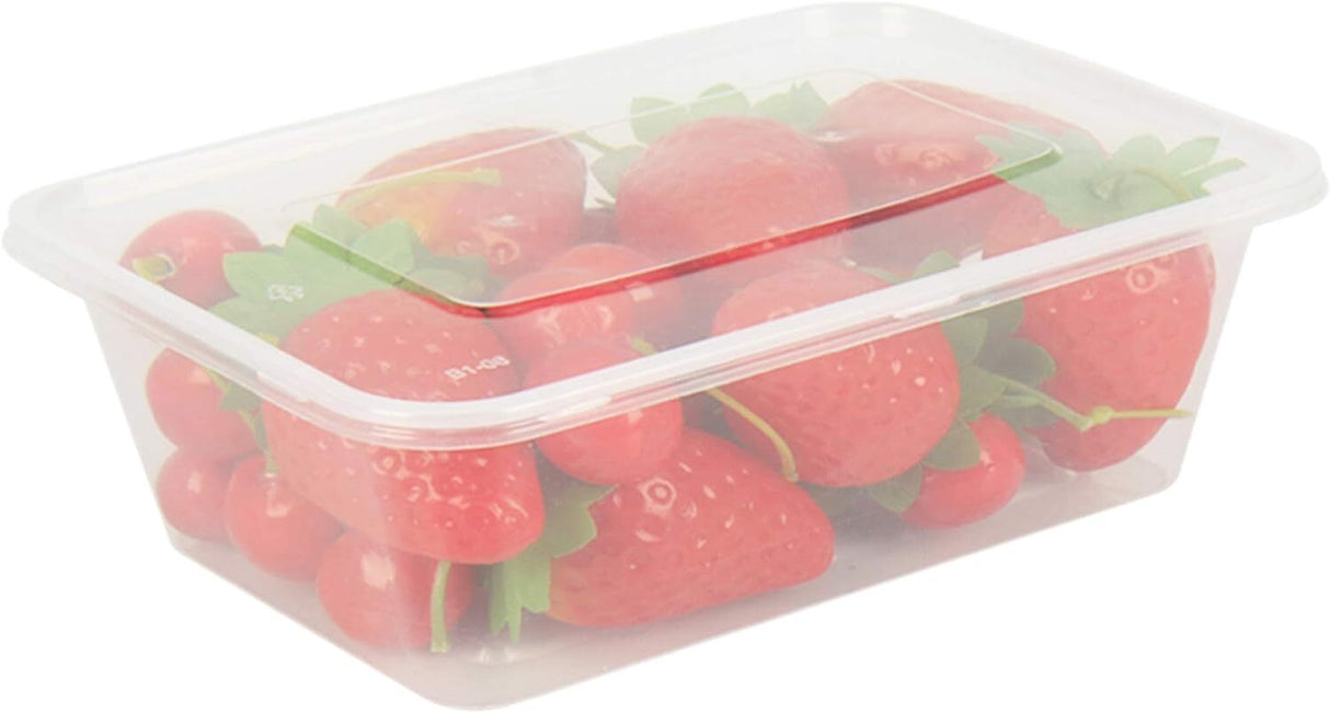 96x 2000ml Plastic Reusable Food Containers with Lids - BPA Free (246*157*67mm)