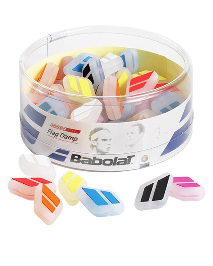 50x Babolat Tennis Racquet Flag Dampeners in Jar Bulk - Assorted Colour