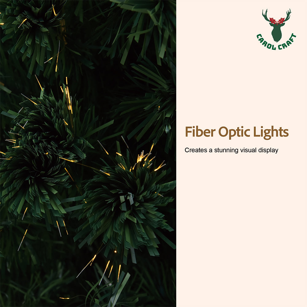1.8m Artificial Christmas Tree w/ Fibre Optics & Multicolour LED Lights Xmas