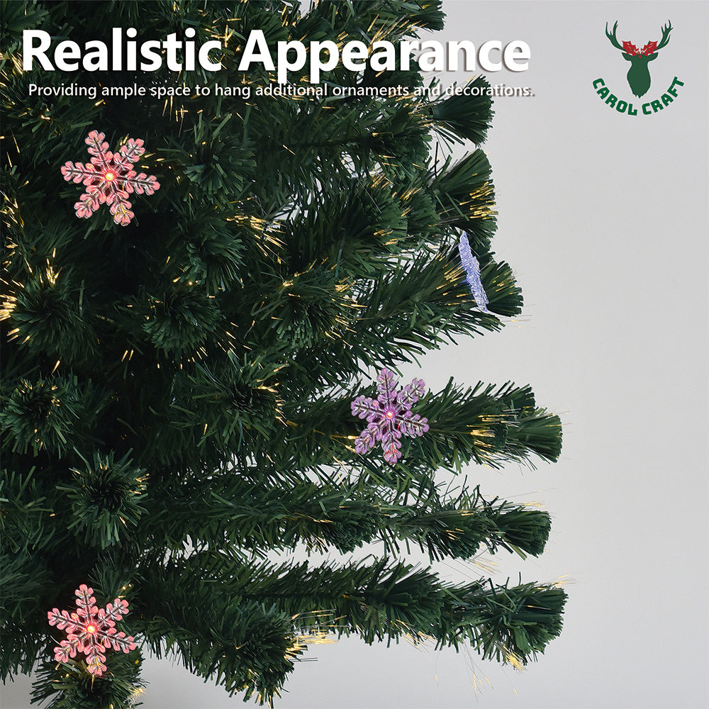 1.8m Artificial Christmas Tree w/ Fibre Optics & Multicolour LED Lights Xmas