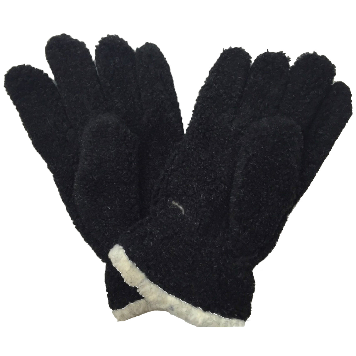 Thick FLEECY Boucle Warm Gloves Winter Knit Fluffy Warm Wrist Length Plush Ski - Navy