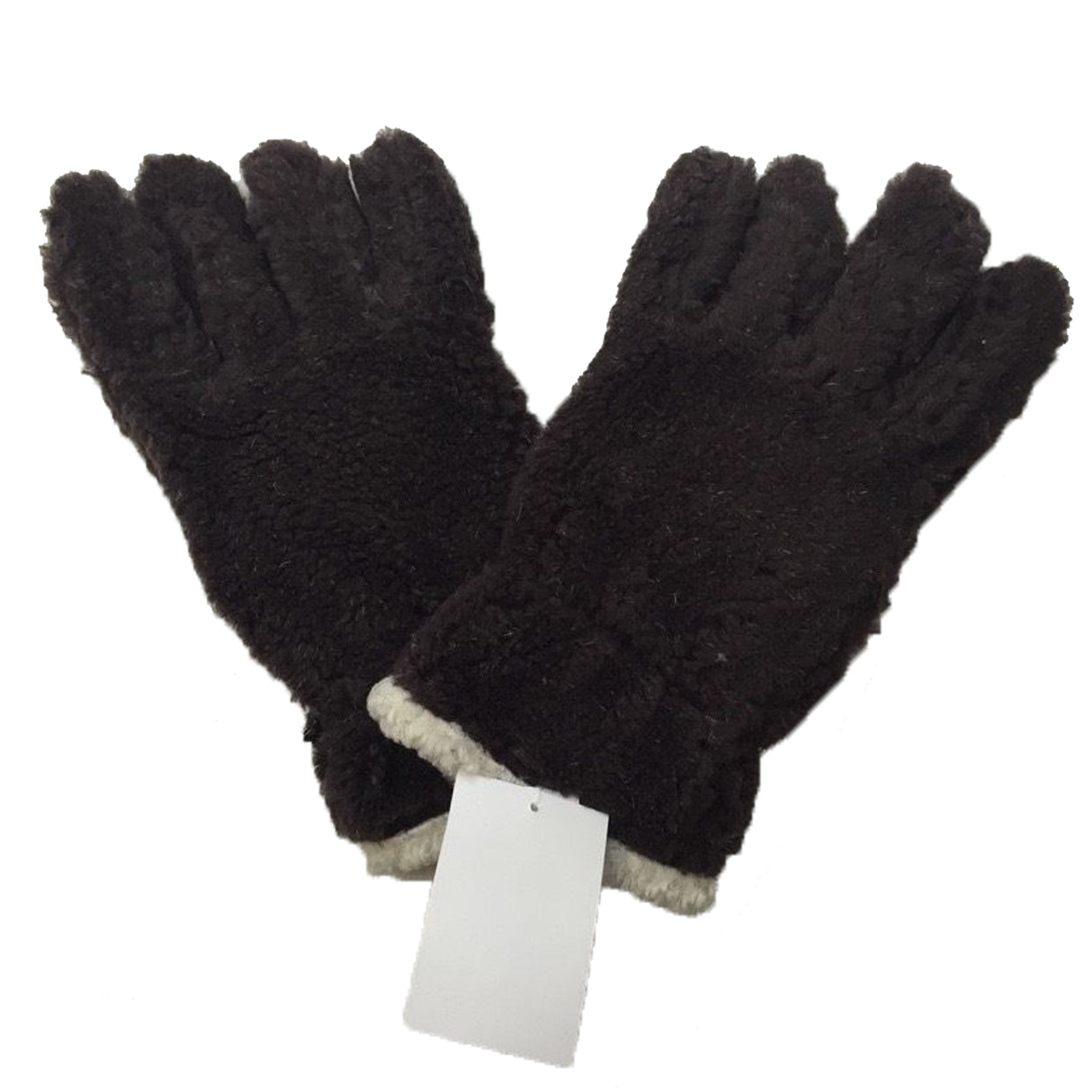 Thick FLEECY Boucle Warm Gloves Winter Knit Fluffy Warm Wrist Length Plush Ski - Black