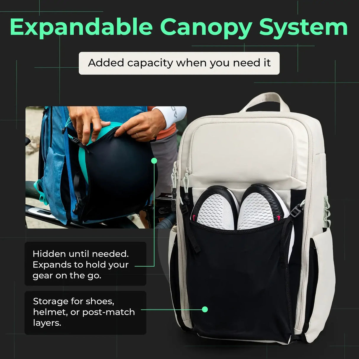 ADV 32L Flex Backpack Bag for Tennis & Pickleball w/ 16" Laptop Sleeve in Dune (Beige/Tan)