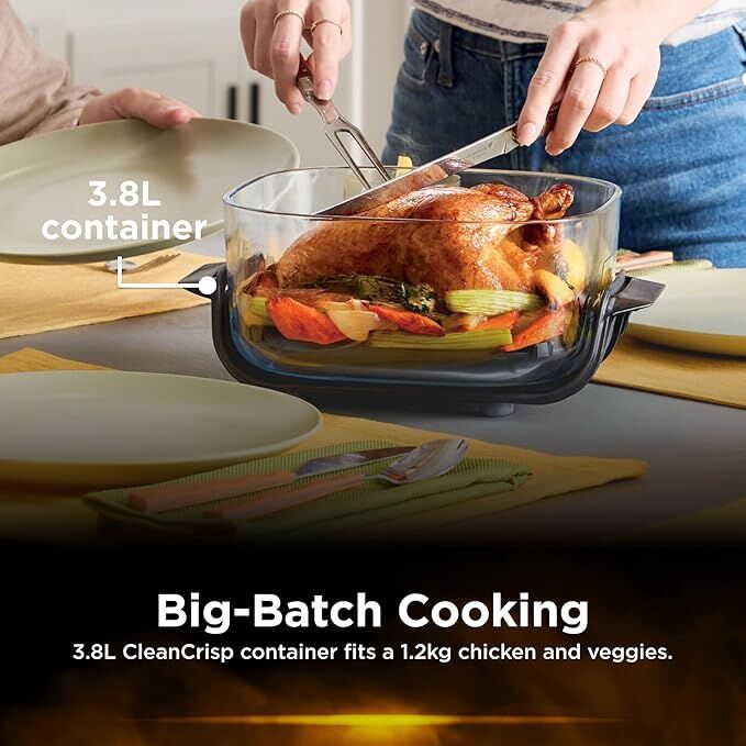 Ninja Crispi 4-in-1 Portable Glass Air Fryer w/ 2 Containers - Cyberspace (FN101GY)