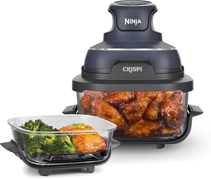 Ninja Crispi 4-in-1 Portable Glass Air Fryer w/ 2 Containers - Cyberspace (FN101GY)