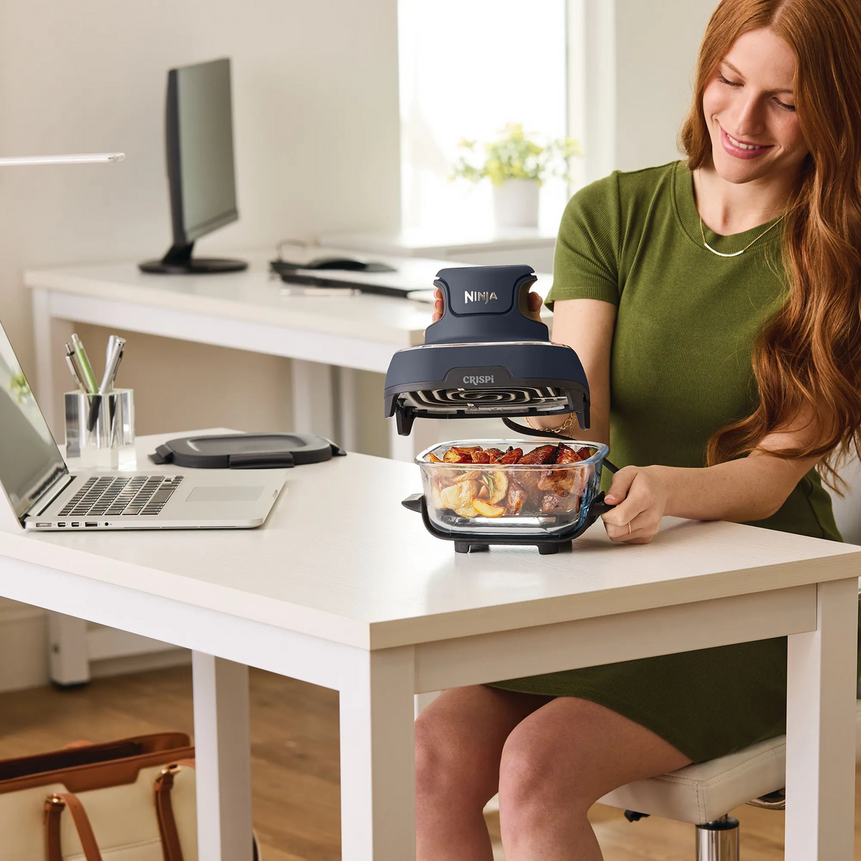 Ninja Crispi 4-in-1 Portable Glass Air Fryer w/ 2 Containers - Cyberspace (FN101GY)