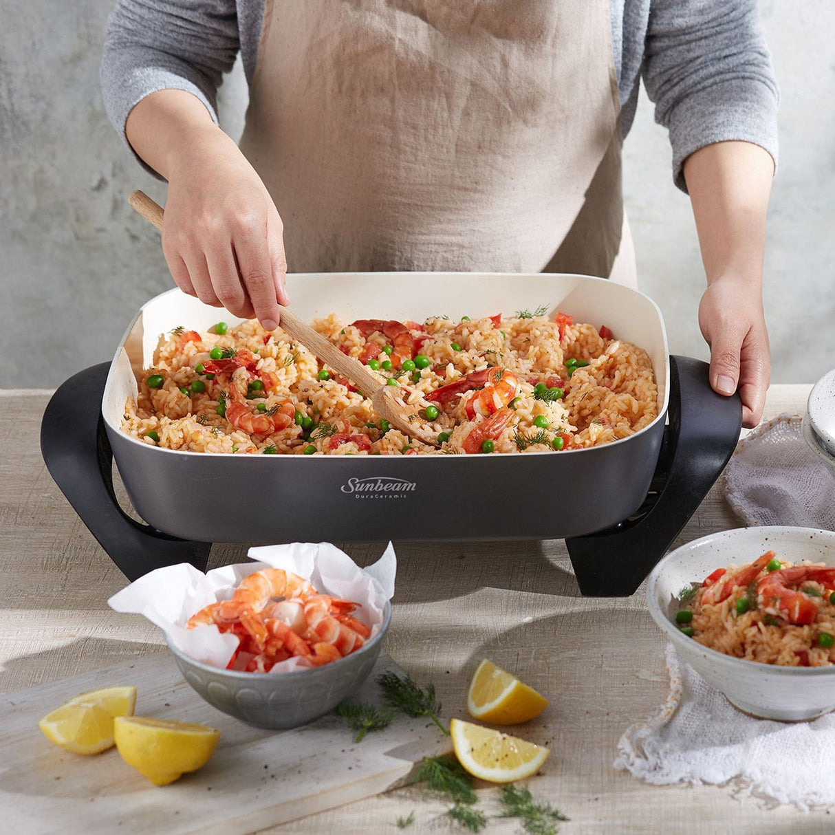 Sunbeam DuraCeramic Large Frypan Electric Non-Stick Frying Pan with Lid - FP6000