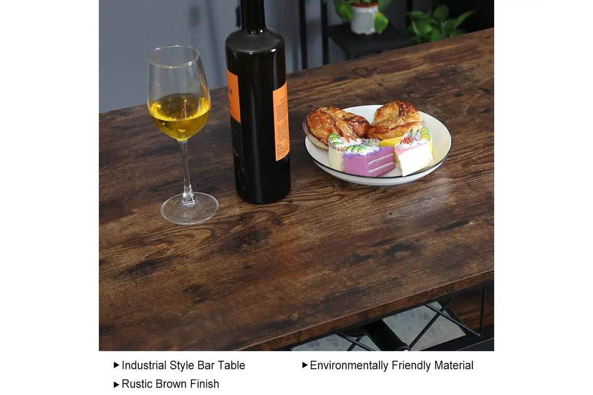 Viviendo Bar Table with Wine Storage Rack - Industrial Style