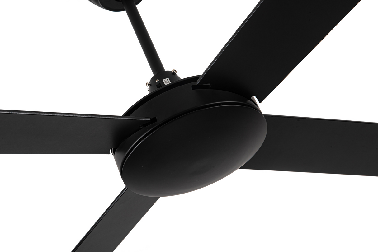 Viviendo 52 Inch 4 Blade Ceiling Fan 220-240V AC Motor with 3 Speed Remote - Black