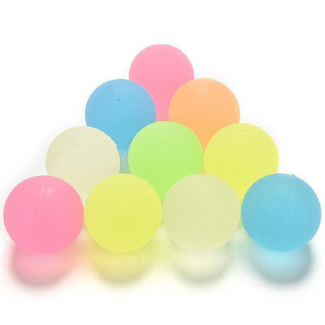 10pcs Large Frosted Rubber Bouncing Balls 60mm Mixed Colours Bulk w Storage Tub