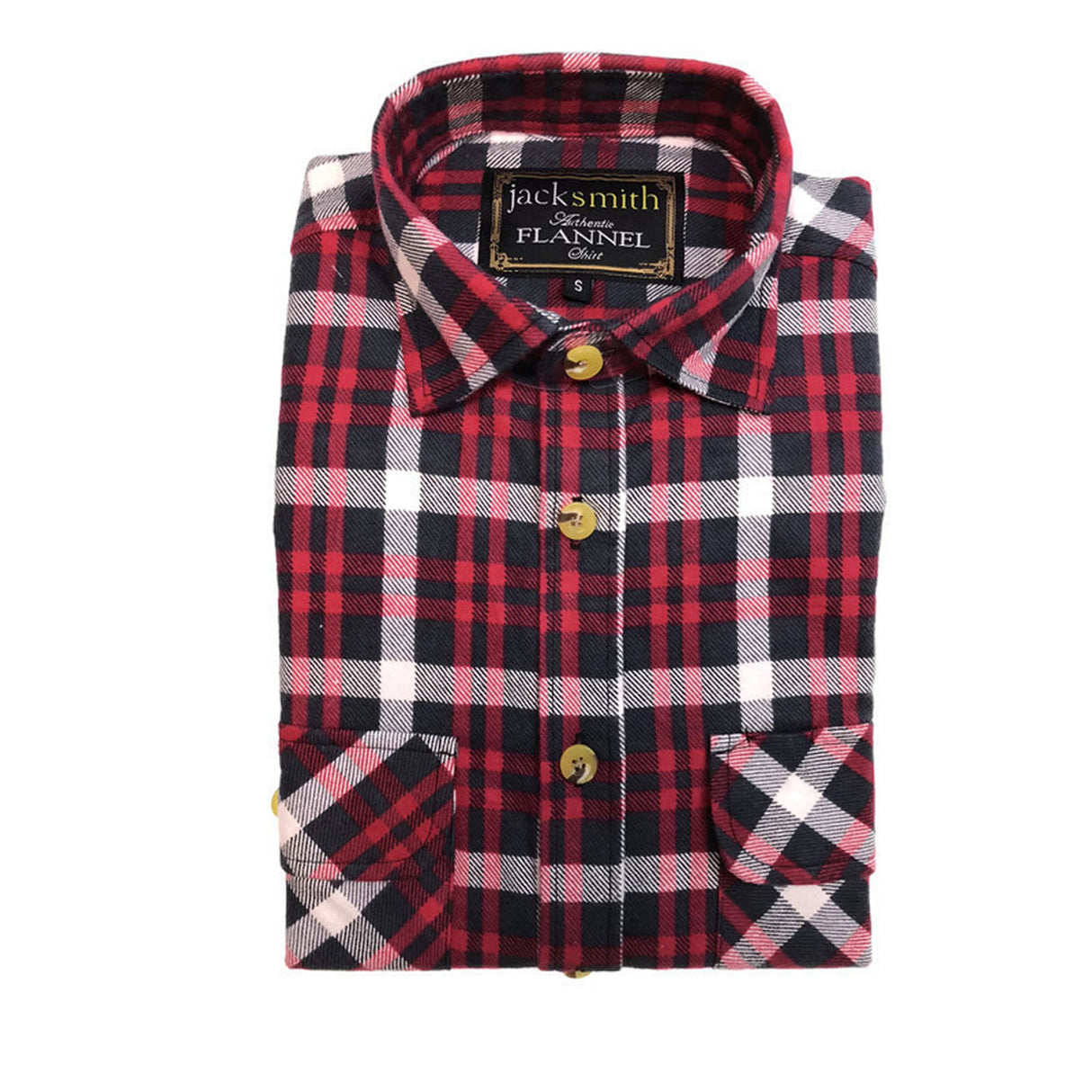 Mens Flannelette Shirt 100% Cotton Check Authentic Flannel Long Sleeve Vintage - Black/Purple - S
