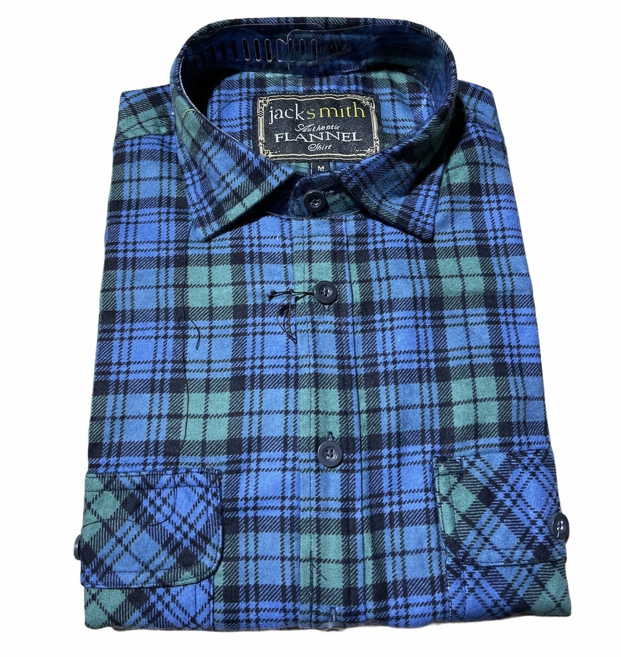 Mens Flannelette Long Sleeve Shirt 100% Cotton Authentic Flannel - Half Placket - Denim