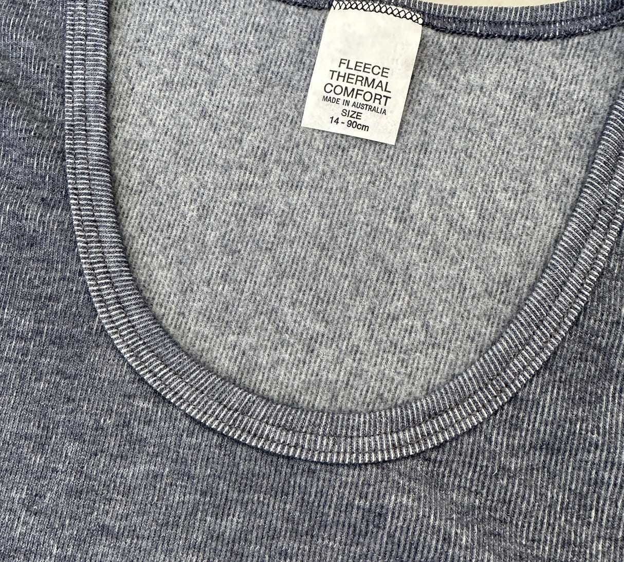 Thermo Fleece Mens Short Sleeve Thermal Top - Navy (Fleece Base Layer Undershirt)