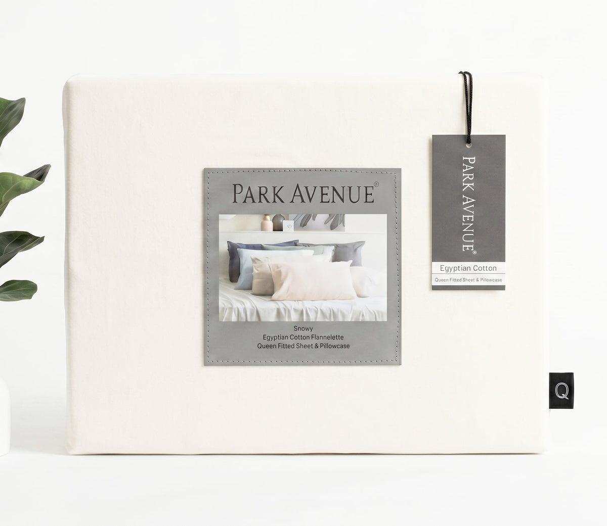 Park Avenue 175 GSM Egyptian Cotton Flannelette Fitted Sheet & Pillowcase Set - Snowy