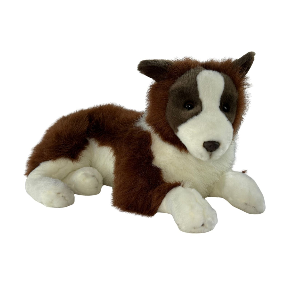 Bocchetta Fudge 62cm Lying Border Collie Plush Toy - Chocolate (Realistic Stuffed Animal Dog Gift)