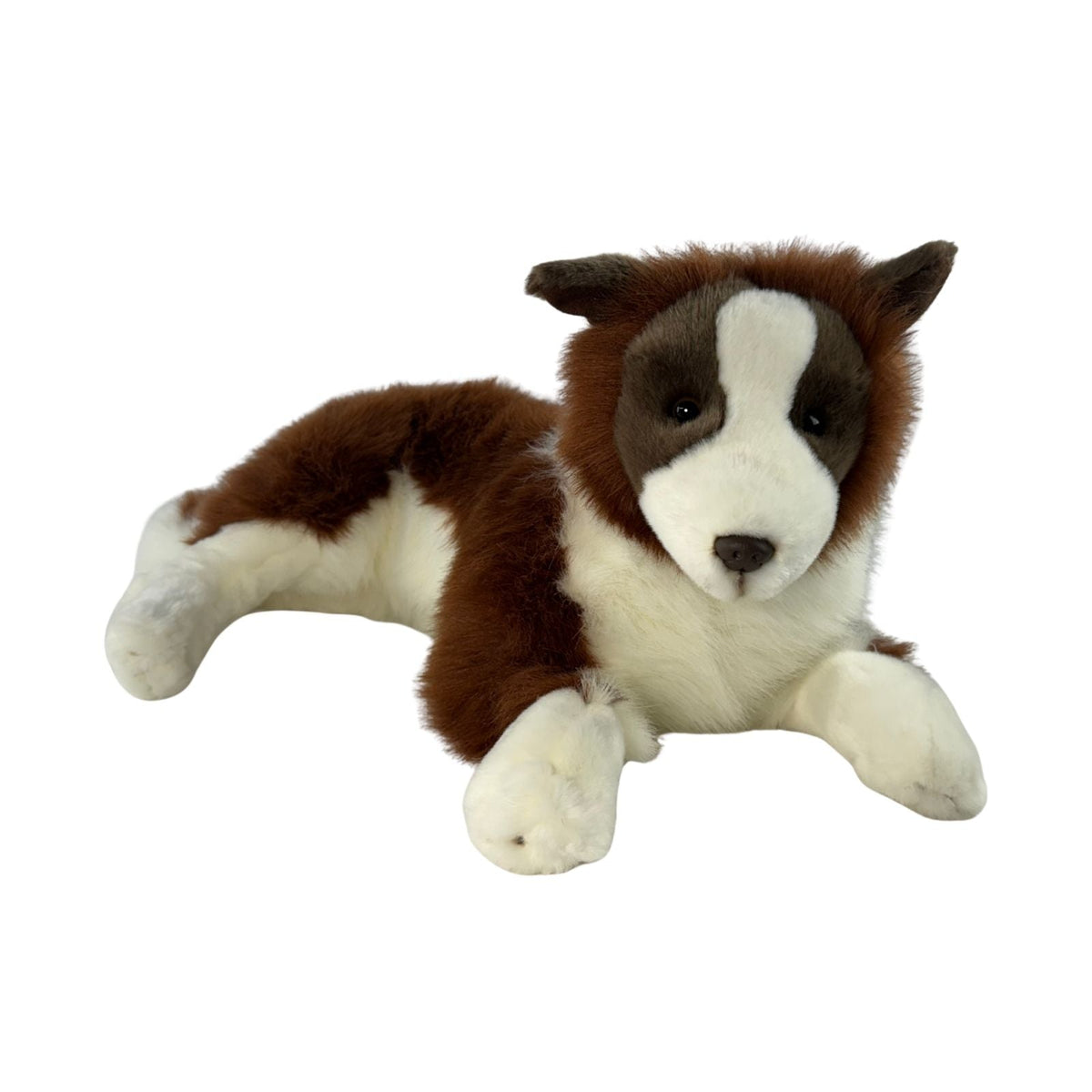 Bocchetta Fudge 62cm Lying Border Collie Plush Toy - Chocolate (Realistic Stuffed Animal Dog Gift)