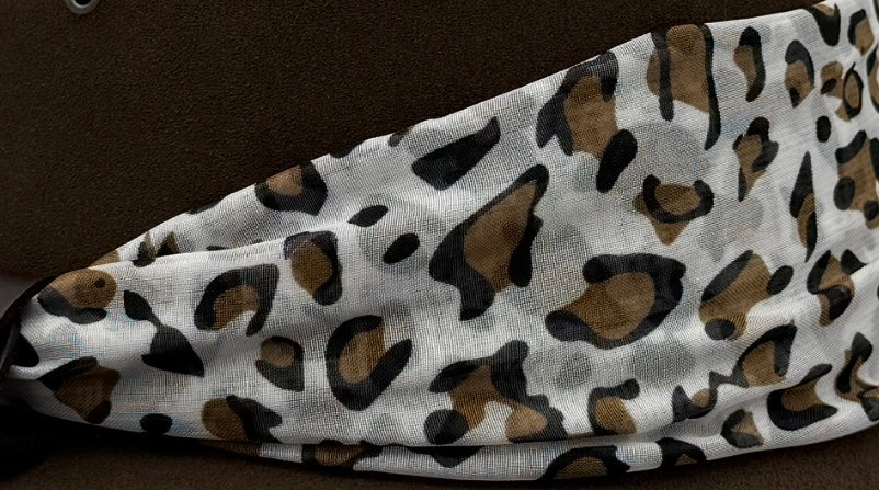 Jacaru 1679/20 Chiffon Scarf - White Leopard (150 x 50cm Vegan Friendly)