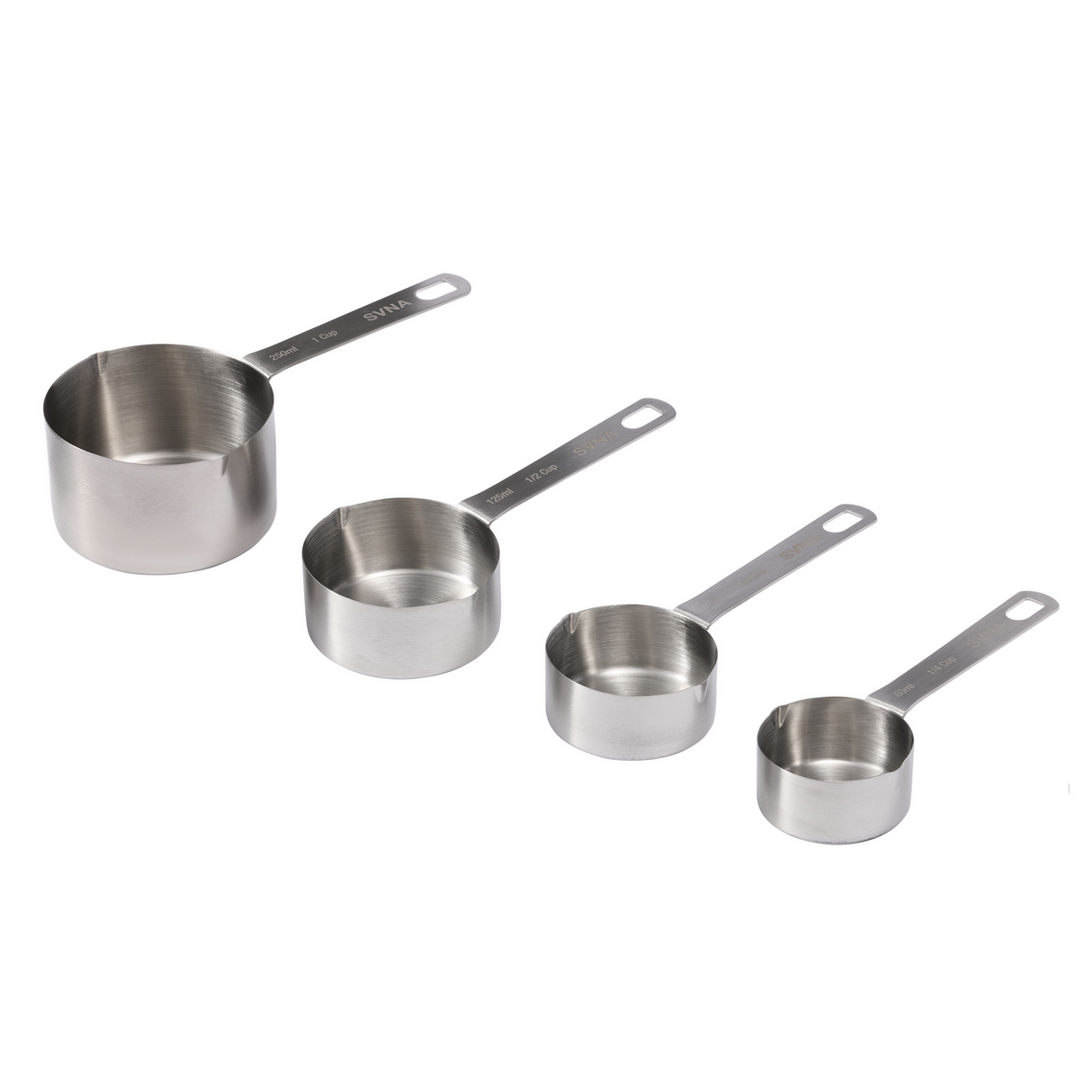 4x SVNA Premium Stainless Steel Measuring Cup Set Kitchen Cooking Baking Tool