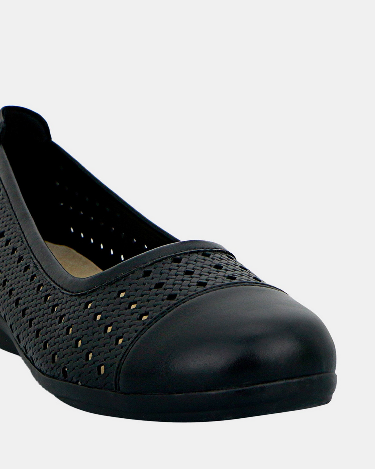 Panache Womens Minns Casual Shoes w/ Slight Heel Bump in Black