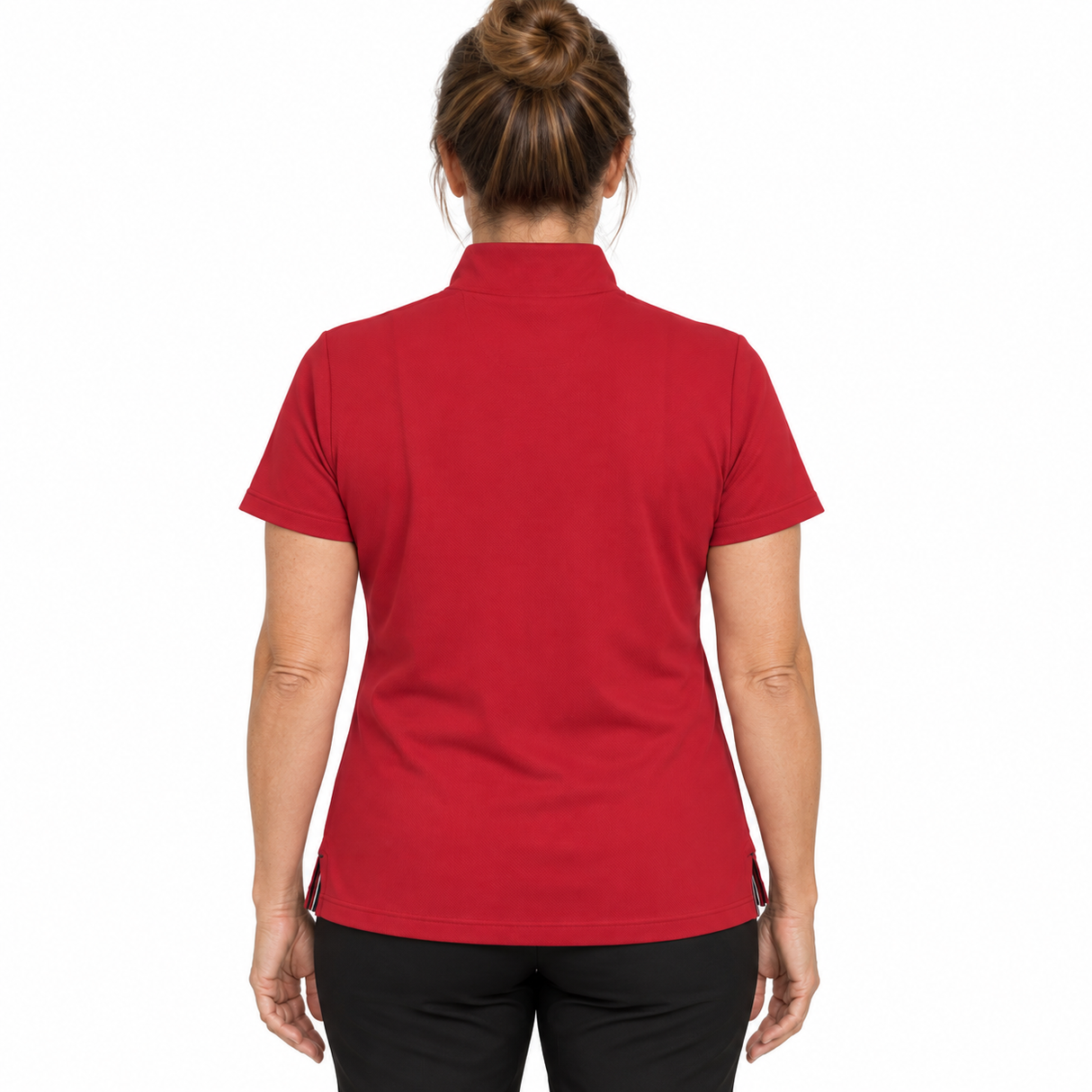 Greg Norman Womens Short Sleeve Zip Funnel Collar Polo Top Shirt in Rare Red