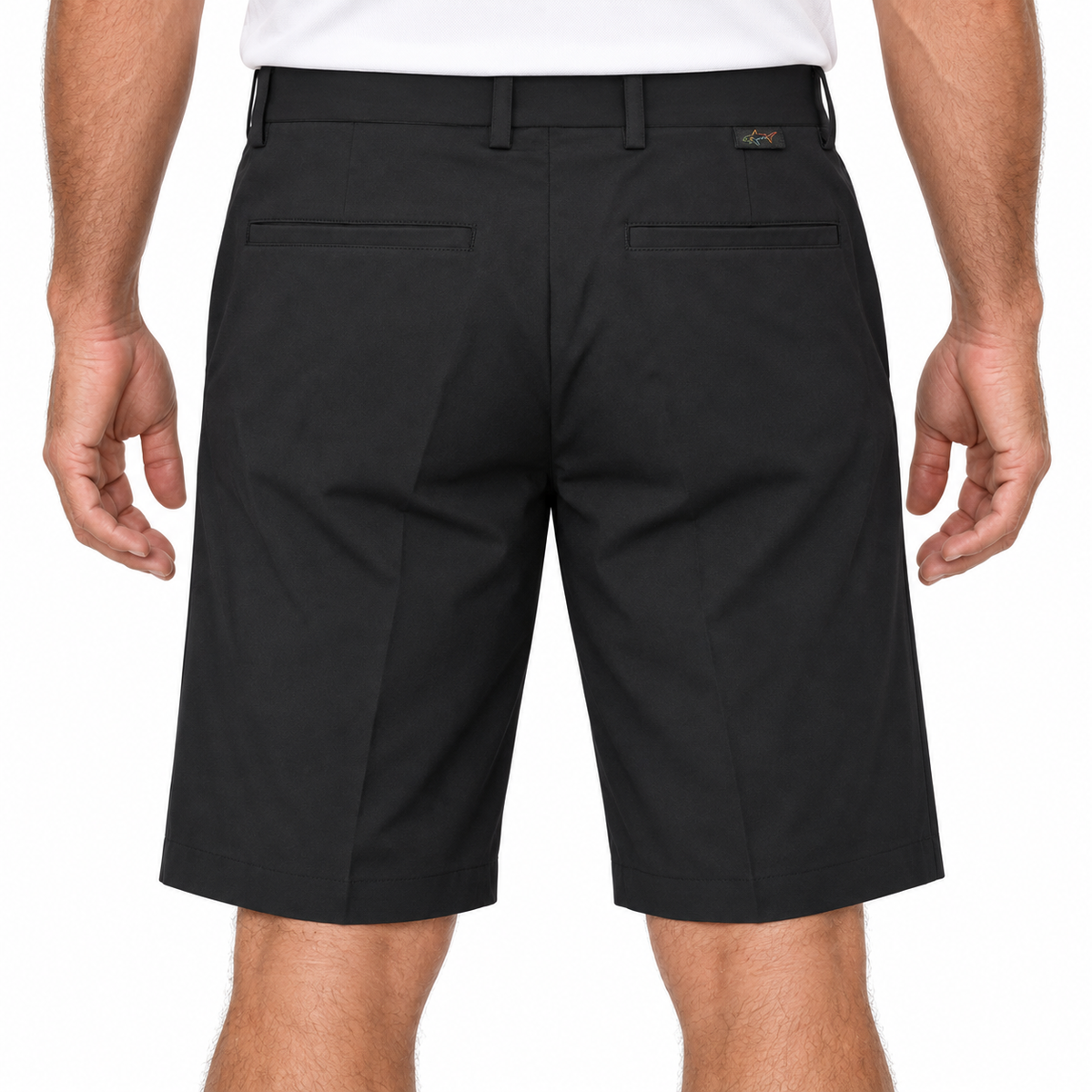Greg Norman Mens Woven Tech Flat Front Shorts in Black