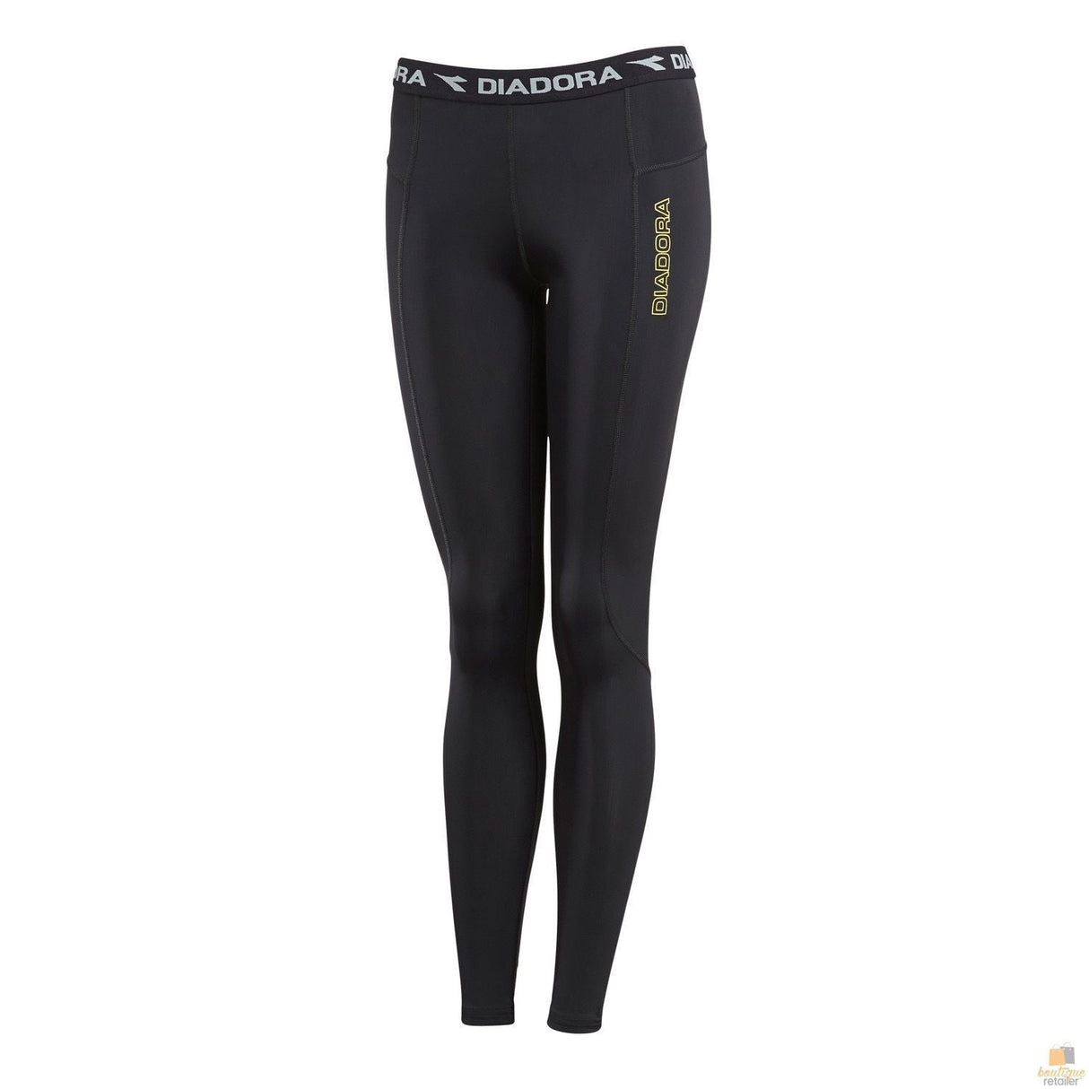 DIADORA Ladies Compression Sports Full Length Tights Gym Yoga - Black