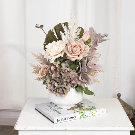 48cm Dried Look Floral Flower Plant - Dry Arrangement - Pastel Colours (Oval Pot)