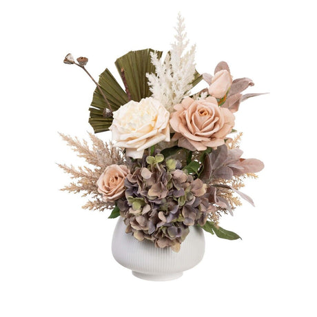 48cm Dried Look Floral Flower Plant - Dry Arrangement - Pastel Colours (Oval Pot)