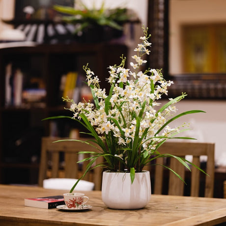 78cm Dancing Lady in Pot Artificial Flower Plant Decor - Cream