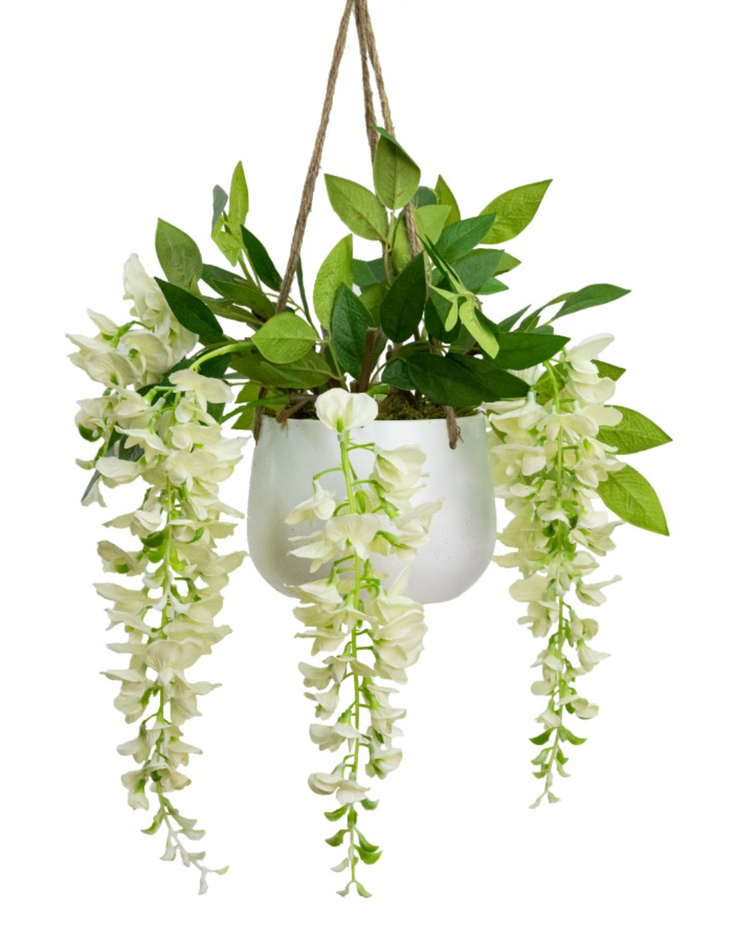 75cm Wisteria in Hanging Pot Artificial Plant Flower Décor Hanging Planter-Cream