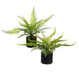 Set of 2 Leather Fern in Pot Potted Artificial Flower Green Plant
