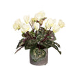 34cm Potted Faux Cyclamen Plant in Pot Artificial Flower Plant Decor - Cream