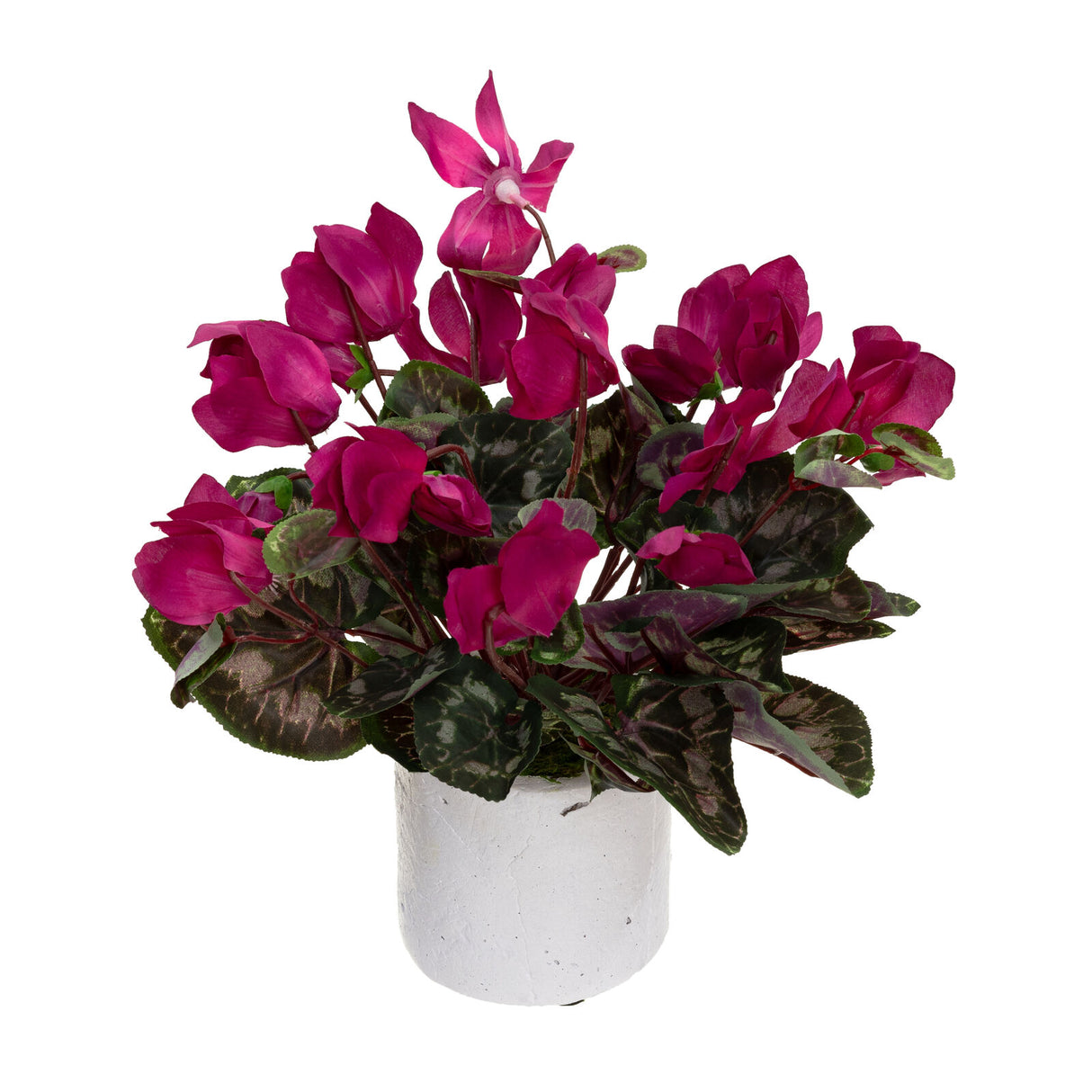 34cm Potted Faux Cyclamen Plant in Pot Artificial Flower Plant Decor - Fuchsia