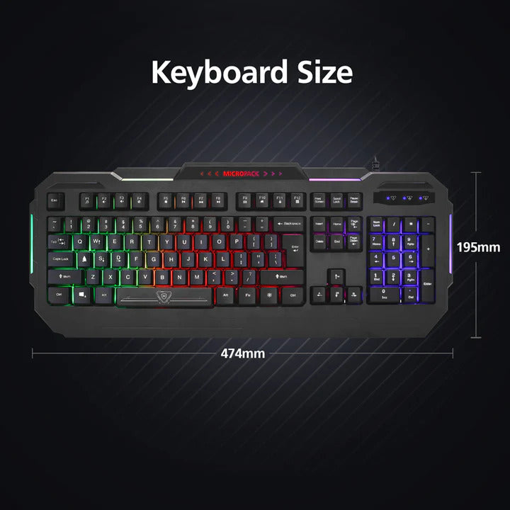 Wired Rainbow Backlit Gaming Keyboard with Splash Proof Design