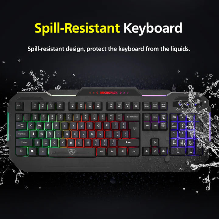 Wired Rainbow Backlit Gaming Keyboard with Splash Proof Design