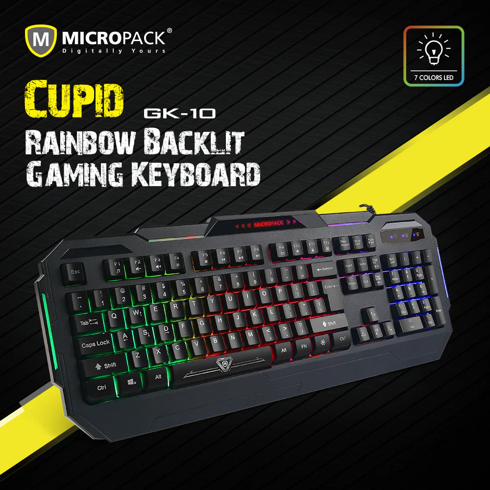Wired Rainbow Backlit Gaming Keyboard with Splash Proof Design