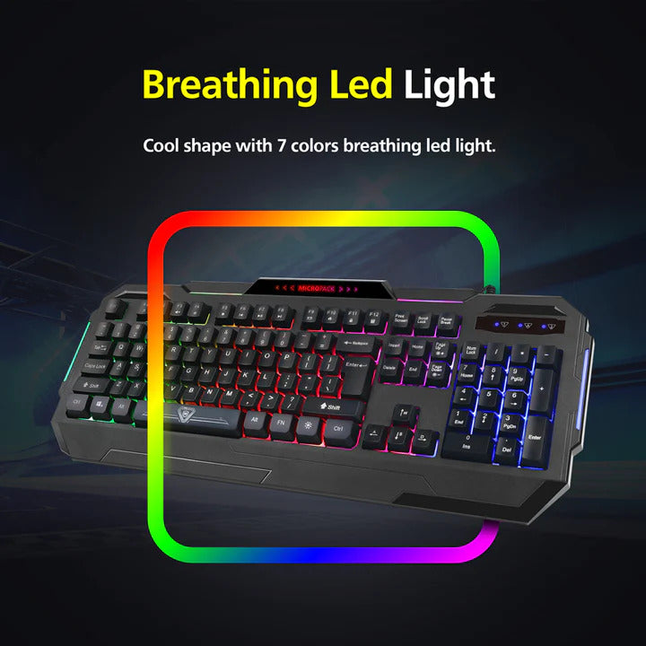 Wired Rainbow Backlit Gaming Keyboard with Splash Proof Design