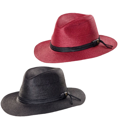 GOORIN BROTHERS Dawn Summer Braid Fedora Hat Cap Bros 100-9217 Wide Brim - Black