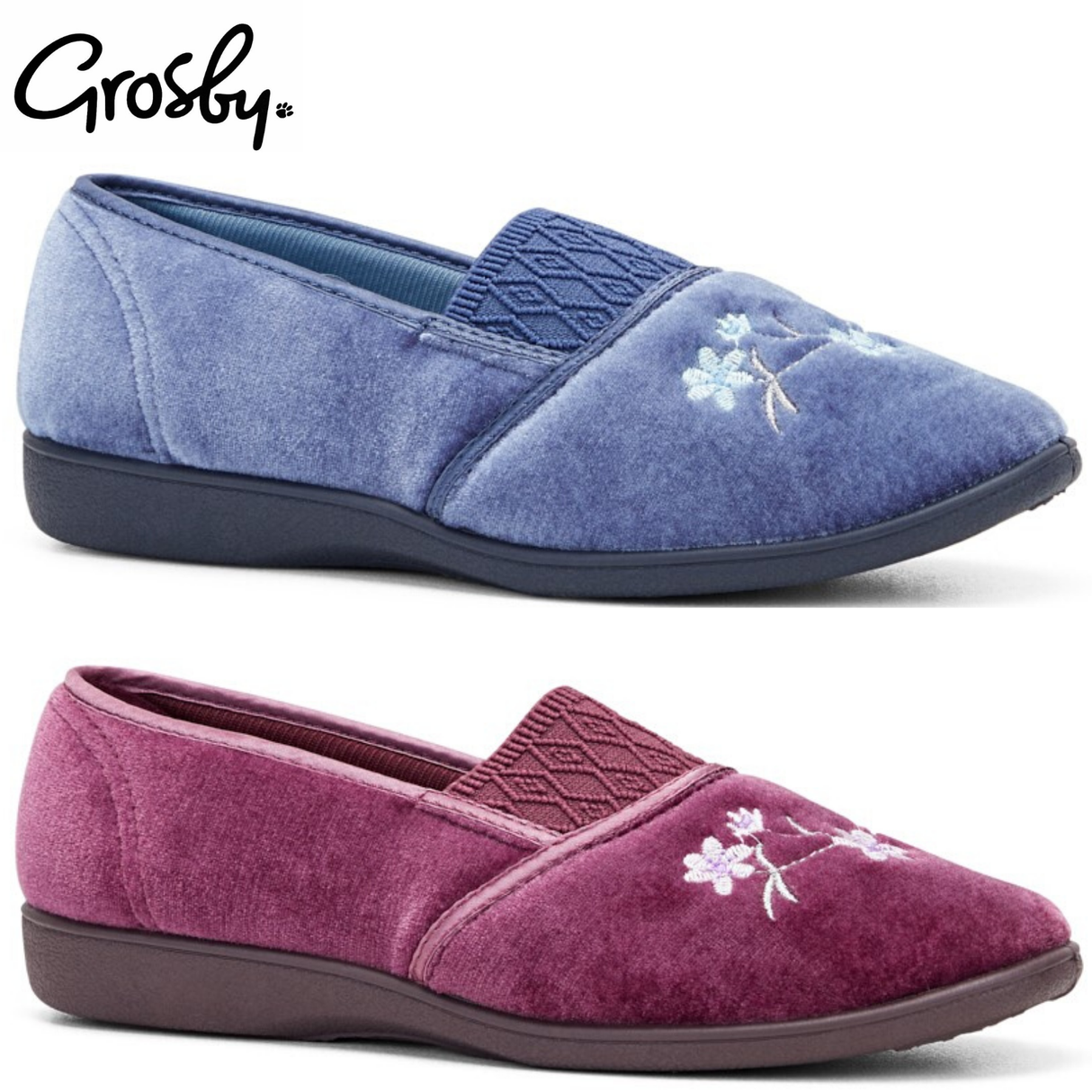GROSBY SASHA (GA) Ladies Slippers Comfy Shoes Slip On Moccasins Warm Flats - Mid Blue