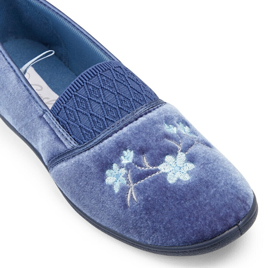 GROSBY SASHA (GA) Ladies Slippers Comfy Shoes Slip On Moccasins Warm Flats - Mid Blue