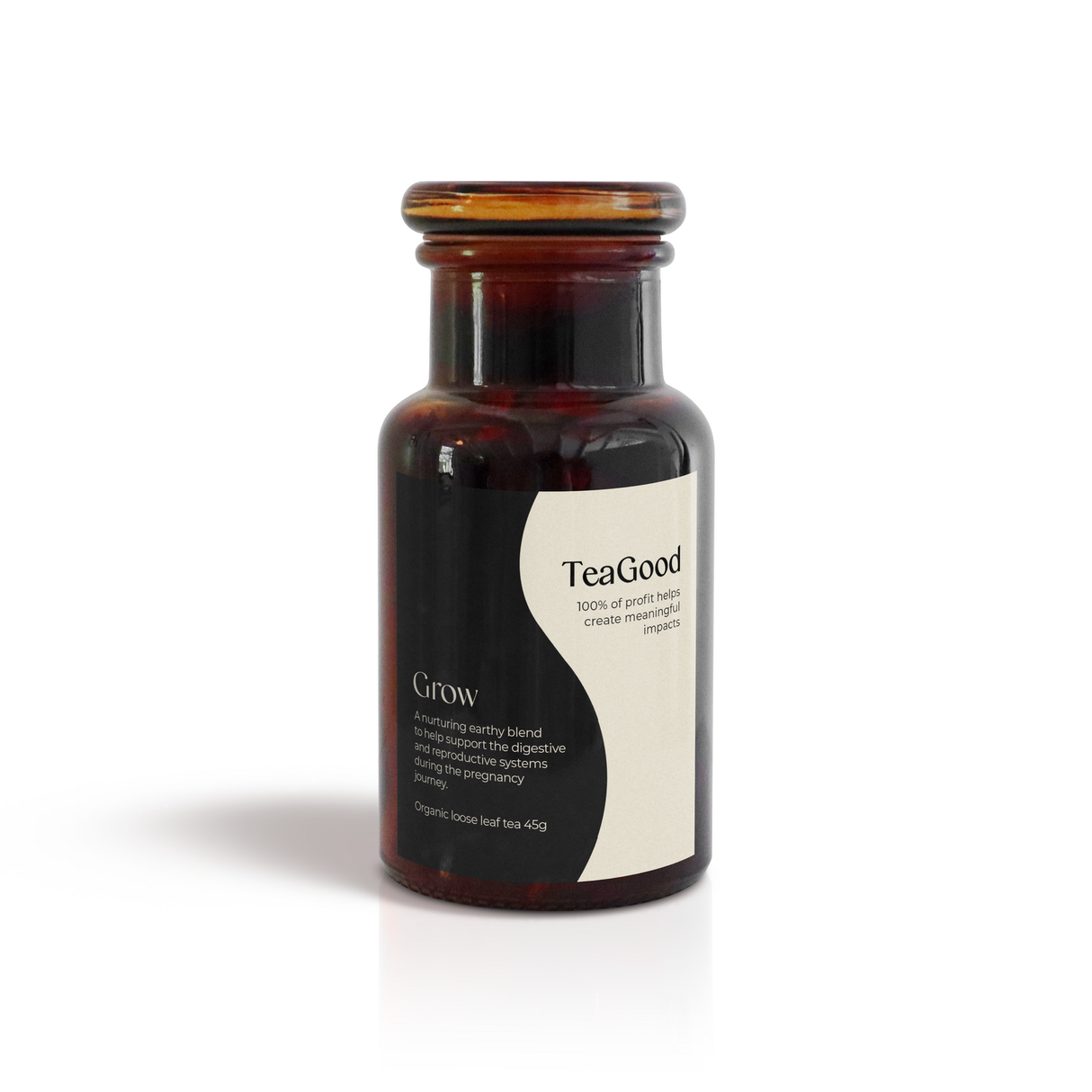 TeaGood Grow Organic Loose Leaf Tea Pregnancy Support & Digestive Blend - 45g in Glass Jar