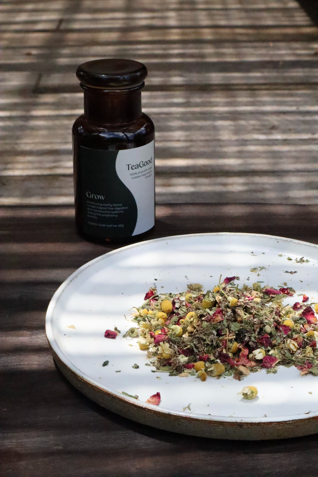 TeaGood Grow Organic Loose Leaf Tea Pregnancy Support & Digestive Blend - 45g in Glass Jar